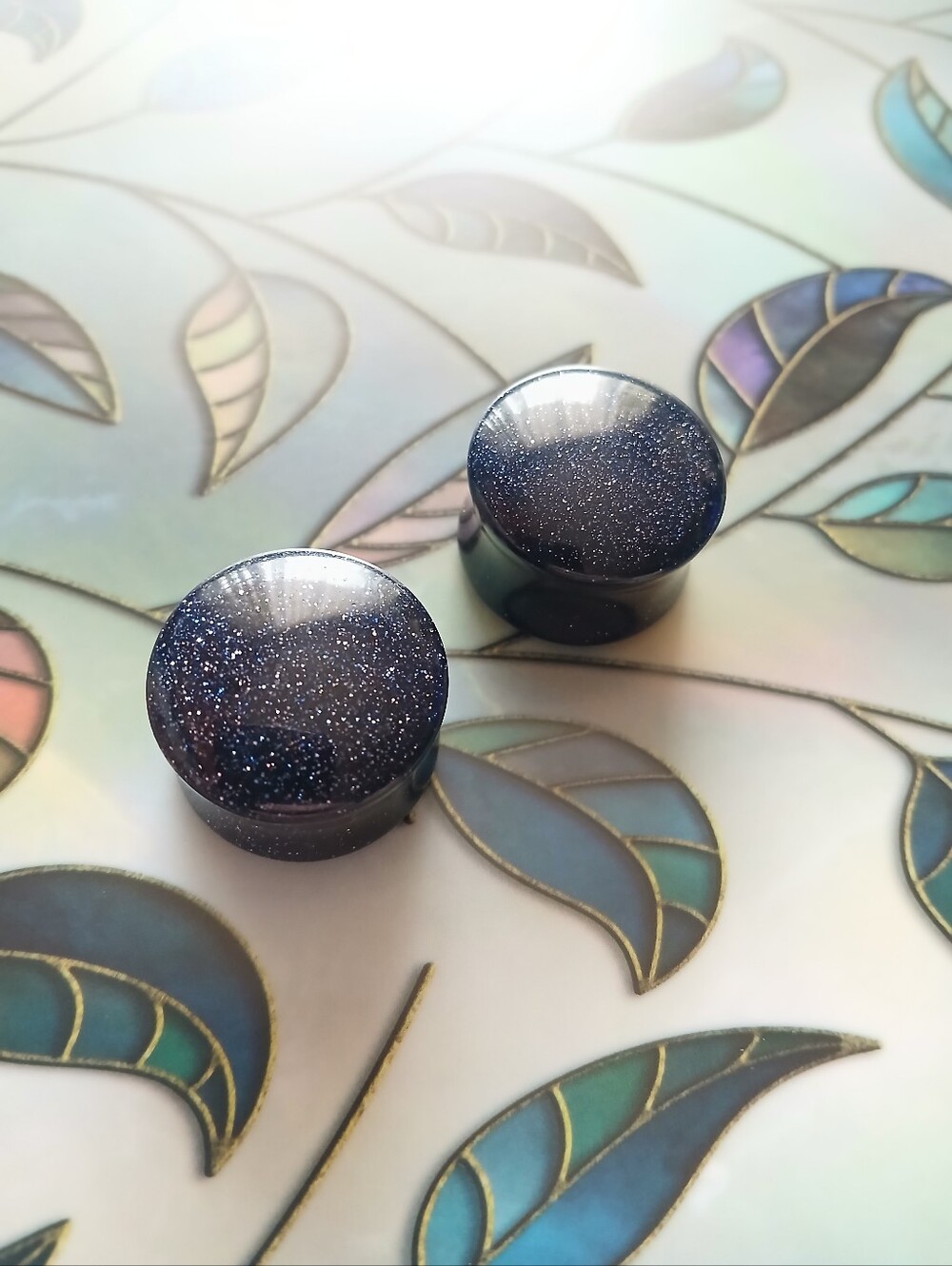 22mm Double Flare Blue Goldstone